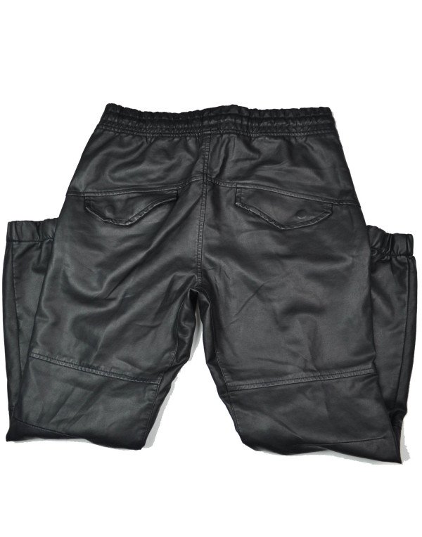 Sport Track Pant Made From Sheep Leather in Black For Men PT8